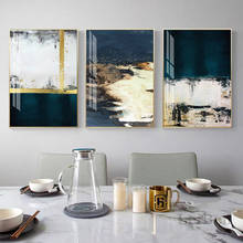 Pintura de tela abstrata nórdica, arte de parede, azul marinho, poster luxuoso e impressões, imagem moderna para decoração de sala de estar, quadros 2024 - compre barato