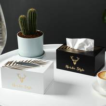 Nordic elk impresso caixa de tecido de madeira mesa de café caixa de armazenamento guardanapo de carro em casa titular organizador de casa decoração 2024 - compre barato