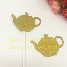 Teapot Cake Topper Sparkle Glitter Gold Wedding Decorating Engagement Party Cake Decor for Birthday Anniversary Wedding Party 2024 - buy cheap