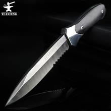 Cuchillo de caza de hoja fija Damasco, supervivencia al aire libre, cuchillo recto de supervivencia en el desierto, cuchillo de autodefensa 2024 - compra barato