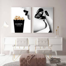 Fashion popcor Minimalist sexy Woman Poster Canvas Painting Black White Art Print Modern Wall Picture For Living Home Room Decor 2024 - buy cheap