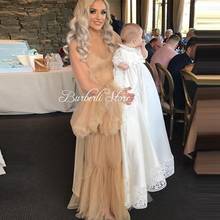 Pretty Champagne Ruffles Tulle Robe Full Sleeves Sexy Maternity Women Dress Long Tulle Dress Summer Full Sleeves Robe Vestidos 2024 - buy cheap