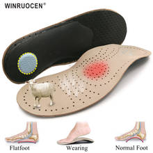 Winruocen palmilhas ortopédicas, pé alto e alto de couro genuíno, suporte para pés lisos, ortopédicos para mulheres e homens dor no pé, unissex 2024 - compre barato