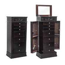 Jewelry Cabinet Dressing Table Dresser with Mirror 8 Drawer 16 Necklace Hooks 2 Side Swing Doors 47x30.5x106.7CM Brown[US-Stock] 2024 - buy cheap