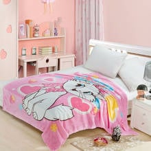 Disney marie gato coral velo fuzzy cobertores na cama/sofá ar condicionado dormir capa de cama lance lençol para crianças presente 2024 - compre barato