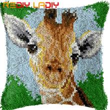 Kits de trava de gancho para criar seu próprio almofada animais girafa de fio acrílico capa de travesseiro de crochê gancho de trava capa de almofada hobby & artesanato 2024 - compre barato