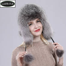 2022 Hot Sale Women Natural Fox Fur Russian Ushanka Hats Winter Thick Warm Ears Fashion Bomber Hat Lady Genuine Real Fox Fur Cap 2024 - buy cheap