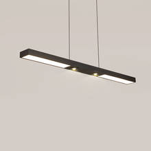 Скандинавская черная прямоугольная светодиодная Подвесная лампа, декоративный светодиодный светильник для столовой, подвессветильник офисный освещение для магазина 2024 - купить недорого