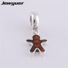 Gingerbread Man Dangle Charm 100% 925 Sterling silver Fits European brand Bracelets DIY Making Jewelry wholesale DA021 2024 - buy cheap