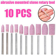 10pcs 1/8''Shank Mounted Stone Rotary Tool 4-10mm Flat Head Cylindrical Tip Abrasive Stone Grinding Polishing Bits 2024 - buy cheap