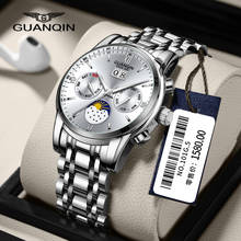 GUANQIN White Men Mechanical Watch Automatic Date Moonphase Steel Outdoor Sport Business For Male Reloj Hombre Gift 2024 - buy cheap