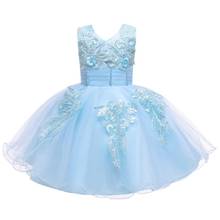 Hetiso/свадебное платье принцессы с цветочным узором для девочек; детское рождественское платье для маленьких девочек; платье без рукавов для дня рождения; цвет розовый, белый 2024 - купить недорого