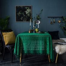Retro oco decorativo toalha de mesa pano de mesa renda verde escuro toalha de mesa retangular toalhas de mesa de jantar capa de mesa de lareira 2024 - compre barato