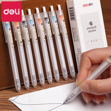 Deli Stationery A115 Press Gel Pen Student Use 0.38 Full Needle Tube Transparent Small Fresh Water Pen Black Wholesale 12PCS 2024 - buy cheap