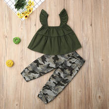 Regatas camufladas para meninas 1-6 anos, conjunto de roupas de princesa para crianças e bebês, 2 peças, calças compridas e com estampa de camuflagem 2024 - compre barato