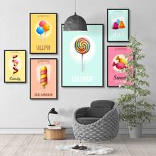 Nordic Posters and Prints Fantasy Fresh Cute Pink Ice Cream Candy Canvas Painting for Coffee Shop Decoration Wall Art Picture 2024 - buy cheap