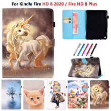 Girls Unicorn Cat Tablet Case For Kindle Fire HD 8 2020 Case Painted TPU PU Shell For Kindle HD8 HD 8 Plus Cover 2020 Funda Kids 2024 - buy cheap