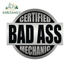 EARLFAMILY 13cm x 11.7cm Certified Bad Ass Diesel Mechanic Hard Hat Decal Helmet Sticker Label Tech Car Stickers 2024 - buy cheap