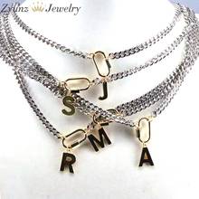 Pingente corrente letras alfabeto dourado, para mulheres cor prata antiga corrente colar jóias da moda presente 2024 - compre barato