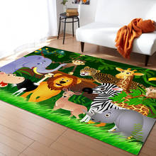 Alfombras de dibujos animados de animales salvajes de la selva para sala de estar, alfombrilla grande para el suelo de la sala de estar, decoración para habitación de adolescente 2024 - compra barato