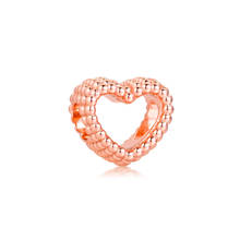 Pingente para fazer joias femininas, contas para pulseiras pandora 925 prata rosas coração contas contas rosas 2024 - compre barato