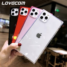 Одноцветный квадратный чехол для телефона LOVECOM для iPhone 12 Mini 12 11 Pro Max XS Max XR XS X 7 8 6 Plus, мягкая прозрачная задняя крышка из ТПУ для телефона 2024 - купить недорого