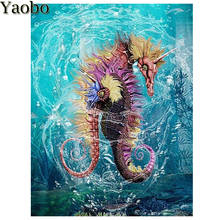 Full Drill Square Mosaic 5D Diamond Painting Seahorse Ocean Animal Diamond Embroidery Cross Stitch Kit Home Wall Decoration 2021 2024 - buy cheap