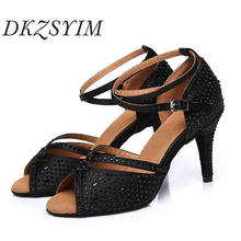 DKZSYIM Latin Dance Shoes For Women/Girls Ballroom Shiny Tango Dance Shoes Spike Heel 10CM Soft Dance Shoes Rhinestone Wholesale 2024 - buy cheap