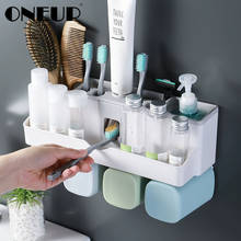 Oneup, suporte de escovas de dentes com copo, acessório para banheiro, conjunto dispensador de creme dental automático, suporte de escova de dentes para parede para banheiro 2024 - compre barato