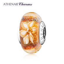 Athenaie-pulseira de prata esterlina 2019, pingente dourado brilhante, jasmine, flor de murano, contas de vidro, enfeite para mulheres, bracelete e pulseira 2024 - compre barato