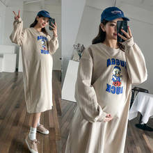 Maternity Dresses Cotton Cartoon Long Pregnancy Dress Casual Loose Maternity Clothes For Pregnant Women Fashion 2021 Plus Size 2024 - buy cheap