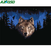 Картина AZQSD по номерам рисунок волка DIY холст картина для украшения дома ручная роспись маслом животные K070 2024 - купить недорого