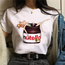 Nutella camiseta feminina com estampa kawaii, camisa fashion anos 90 harajuku ullzang, camiseta feminina estilo coreano 2024 - compre barato