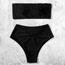 ZTVitality Strapless Black Bikinis Sexy Bikini 2021 Newest Padded Bra High Waist Swimsuit Female Solid Brazilian Swimwear Women 2024 - buy cheap