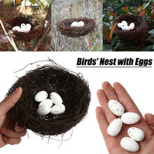 1Set Woven Artificial Birds Nest Eggs child Photography Props Happy Easter Ornaments Home Decor Handcraft Artificial Birds Nest 2024 - buy cheap