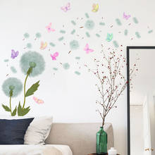 Pegatinas de vinilo con diseño de diente de león para decoración de habitación de niños, calcomanías románticas de mariposa colorida para pared, Mural diy, Pegatinas para dormitorio, P031 2024 - compra barato