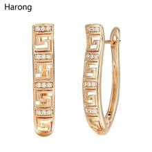 High Quality Large Copper Hollow Stud Earring Golden Zircon Crystal Luxury Ear Clip Aesthetic Jewelry Earrings For Woman Gift 2024 - buy cheap