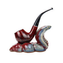 1pc Classical Tobacco Pipe Red Auspicious Clouds Stylish Unique Detachable Tobacco Pipe Wooden Cigarette  Carved Smoking Pipes 2024 - buy cheap