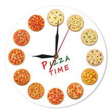 Relógio de parede decorativo para pizza, moderno, com estampa de acrílico, decoração para restaurante, jantar, hall 2024 - compre barato