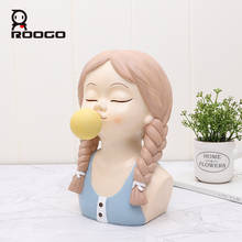 Roogo Sunshine Girl Head Ornaments For Home Living Room Decor Cute Home Decoration Accessories Resin Sate Figurines Decor 2024 - buy cheap