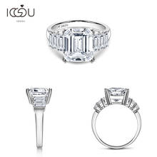 IOGOU 925 Sterling Silver 3-Stones 4.0ct Emerald White Sapphire Engagement Ring Simulated SONA Diamond Wedding Band Ring Jewelry 2024 - buy cheap