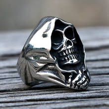 Vintage Gothic Grim Reaper Skull Rings For Men And Women Cool Stainless Steel Skull Biker Ring Fashion Punk Hip Hop Jewelry Gift 2024 - buy cheap