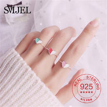 Authentic 925 Sterling Silver Stackable Rainbow Heart Finger Rings for Women Wedding Engagement Ring Jewelry Anel Birthday Gifts 2024 - buy cheap