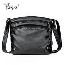 YBYT new vintage women satchel many pocket washed leather luxury handbags women bags designer Soft Pu Leather messenger bags 2024 - buy cheap