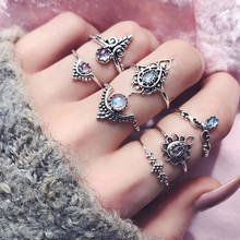 Retro Exaggerated 7 Piece Set Ring Jewelry Bohemian Women's Wedding Crystal Zircon Ring Fashion Lady Party Accessories 2024 - buy cheap