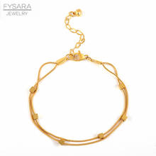 Fytara-pulsera de cadena cuadrada de acero inoxidable para mujer, accesorios de joyería, pulsera de moda de Color oro rosa, joyería de fiesta 2024 - compra barato