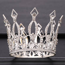 Corona de boda de Color plateado, tocado de corona de cristal de diamante de imitación barroco, accesorios para el cabello de novia, corona de fiesta, joyería para el cabello de boda 2024 - compra barato
