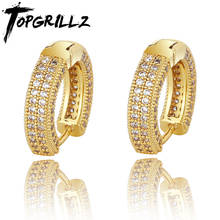 TOPGRILLZ Hip Hop Cubic Zirconia Ice Out Stud Earring Bling Fully Iced CZ Huggie Round Earrings For Men Women Jewelry 2024 - buy cheap