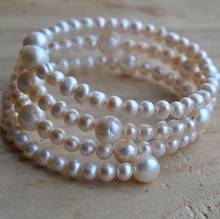 New Unique White Pearl Bracelet 3 Rows 5-8mm Freshwater Pearl Bracelet Wedding Party Bridesmaids Women Jewelry Fast Shipping 2024 - buy cheap
