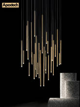 Minimalist Slender Chandelier Metal Tube Spiral Stair Chandeliers Duplex Floors Ceiling Hanging Lights Dining Room Pendant Lamp 2024 - buy cheap